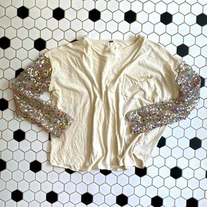 FREE PEOPLE | CELINE SEQUIN SLEEVE TOP